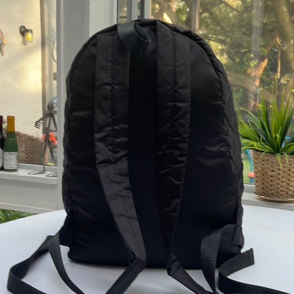 Embroidered Roses Black Quilted Backpack - Picture 4 of 16